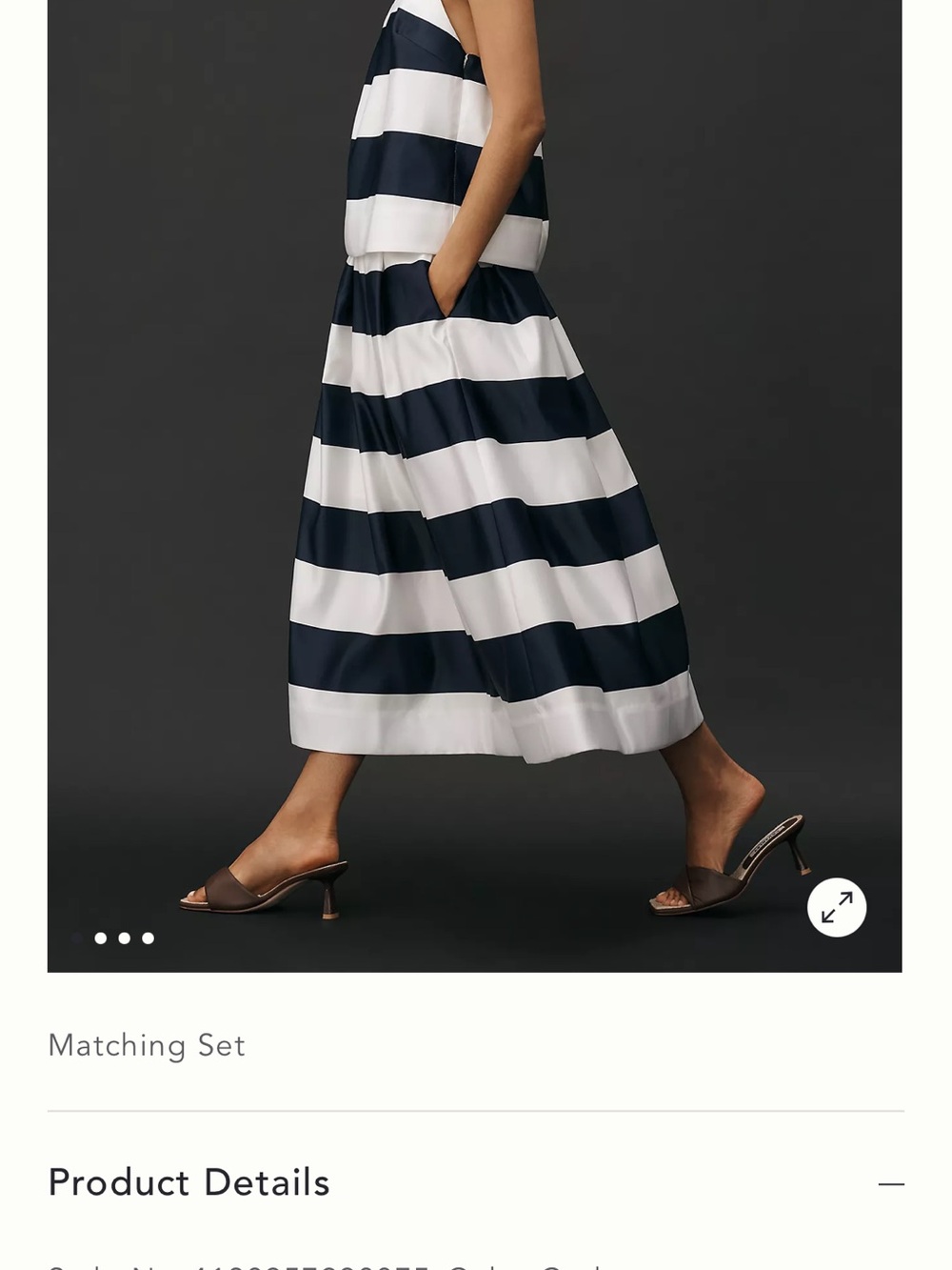 Maeve Navy and White Striped Two-Piece Skirt Set - Picture 5 of 9